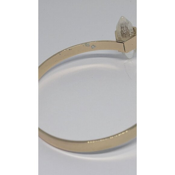 Double pointed Hexagon Crystal Gold Tone Bangle Bracelet - Picture 2 of 4